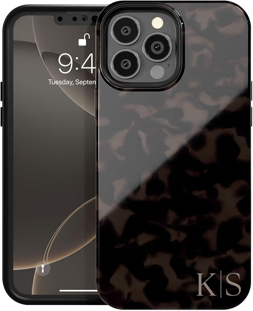 Custom Dark Tortoiseshell Initials Phone Case, Personalized Monogram Tort Name Case, Compatible w... | Amazon (US)