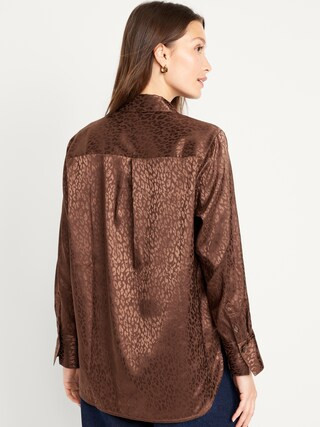 Textured Satin Boyfriend Shirt for Women | Old Navy (US)