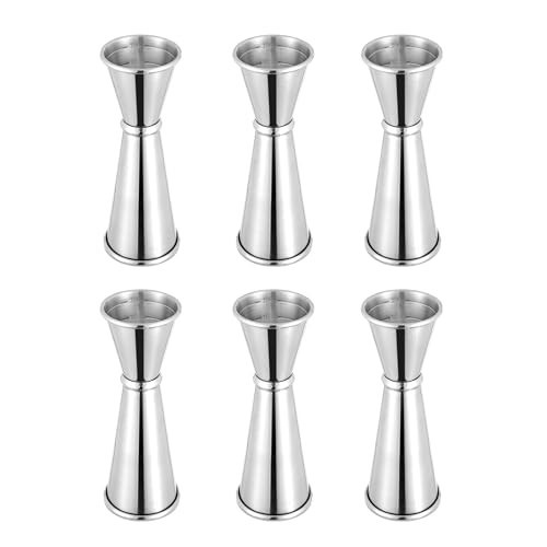 BARsics Bartending Stainless Steel Cocktail 1oz/2oz Measuring Double Jigger (6 Pack) | Amazon (US)