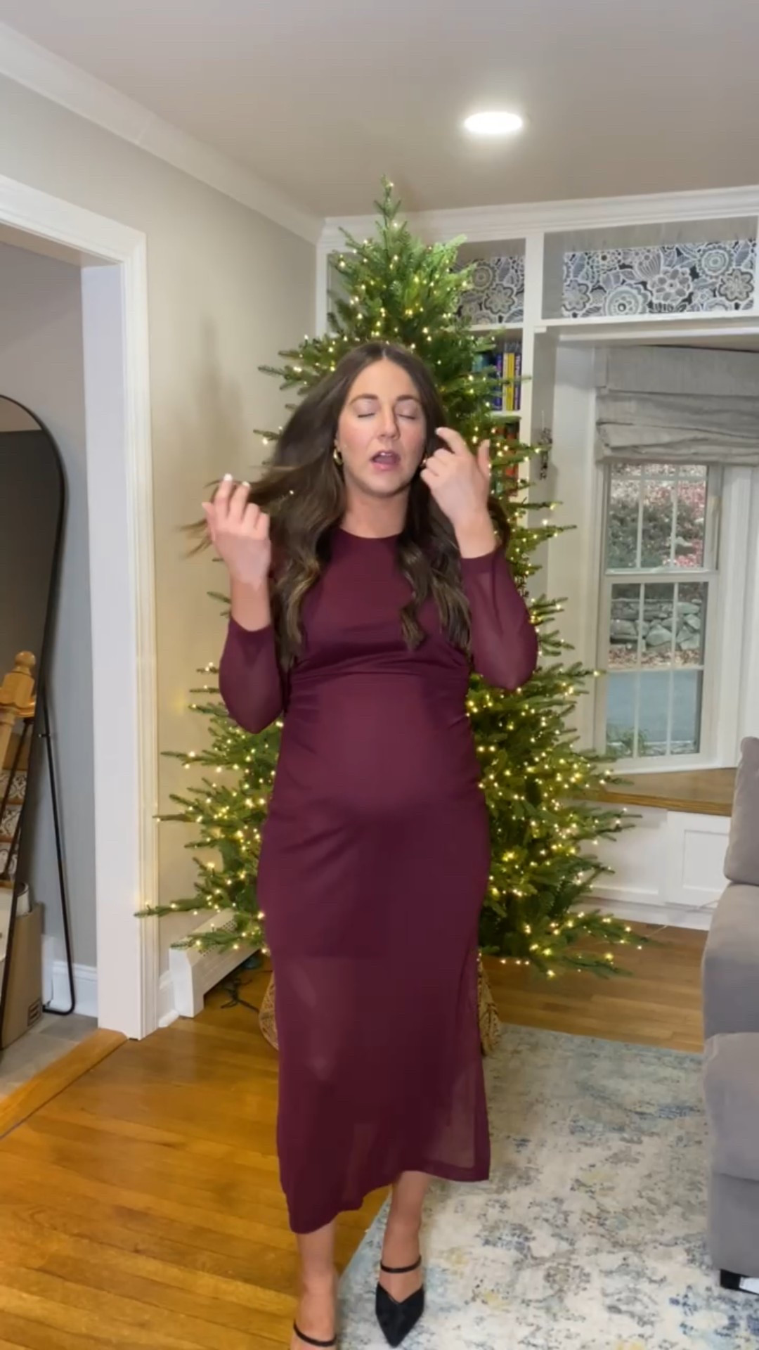 Perfect bump friendly holiday dress!!! Wearing size medium 

#LTKFindsUnder100 #LTKHoliday #LTKSaleAlert