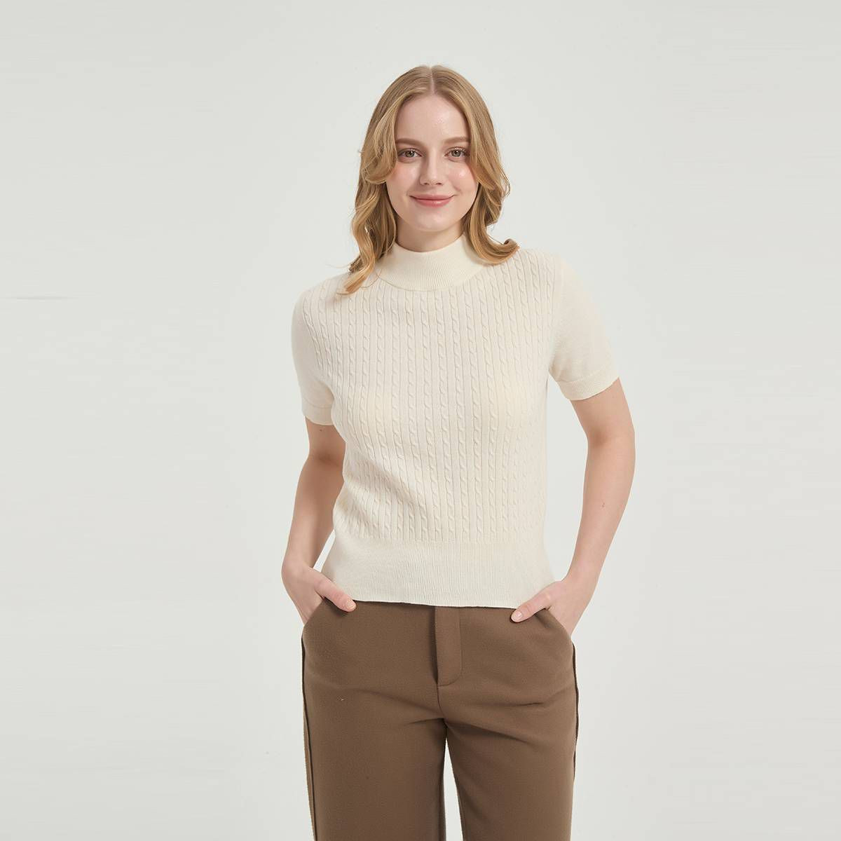 Women's Short Sleeve Cable Mock Turtleneck Pullover Sweater - A New Day™ | Target