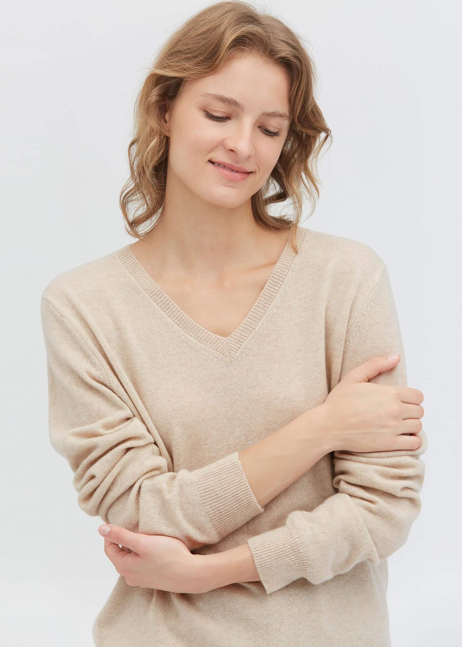 Women's Cashmere V Neck Sweater | LilySilk