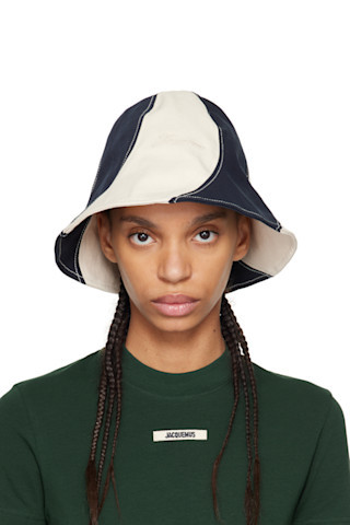 JACQUEMUS - Off-White & Navy 'Le Bob Gelato' Bucket Hat | SSENSE