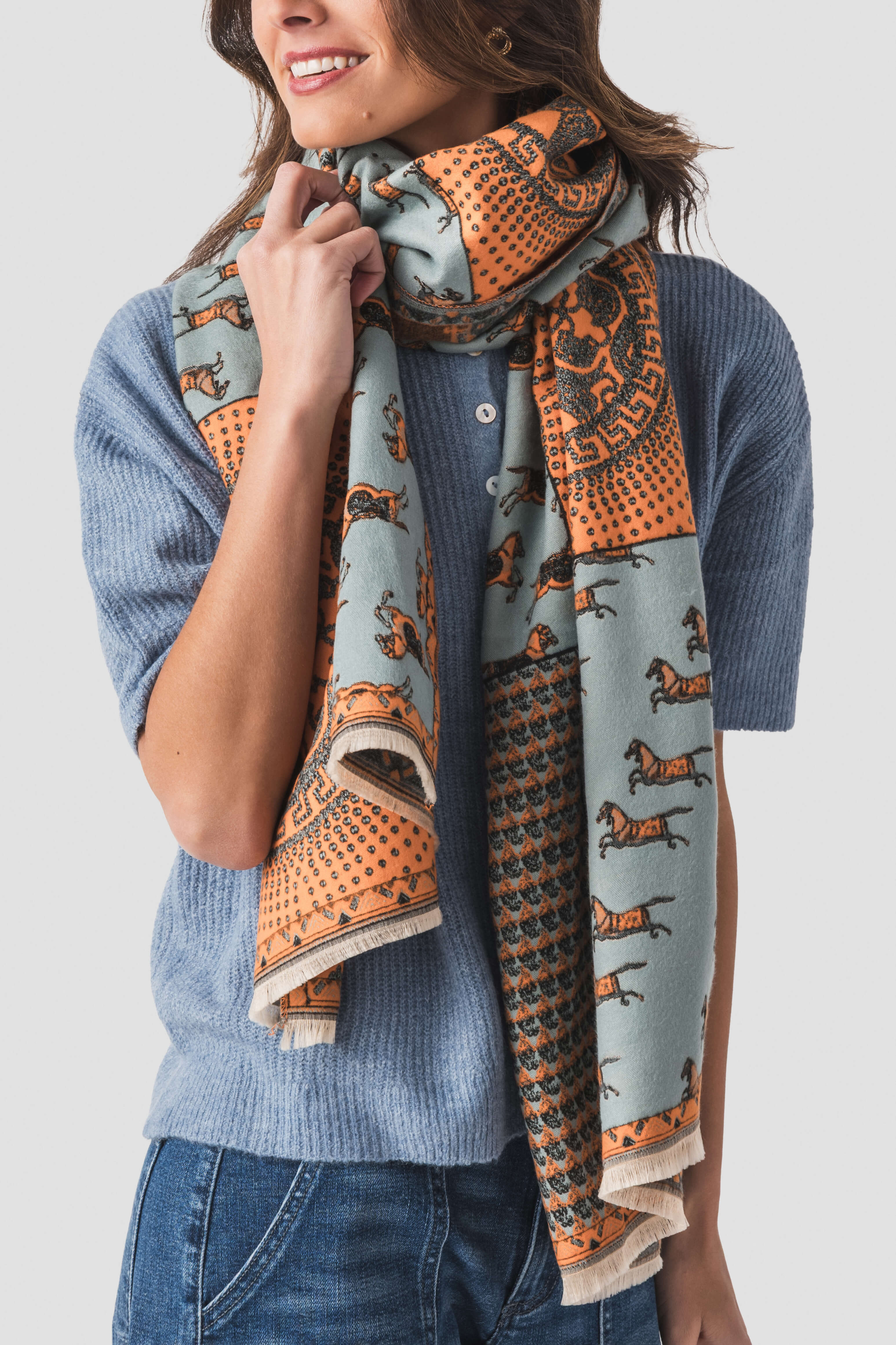 Prancing Pony Equestrian Horse Print Scarf | Social Threads