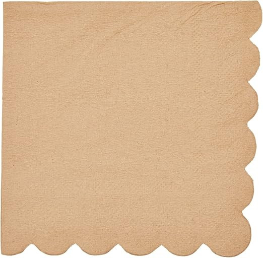 100 Pack Kraft Paper Brown Cocktail Napkins with Scalloped Edges for Party Supplies (5x5 In) | Amazon (US)
