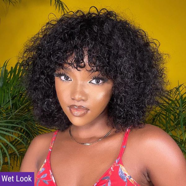Natural Short Curly Top Lace Fringe Wig With Hot Bangs | Upgraded 2.0 | Luvmehair