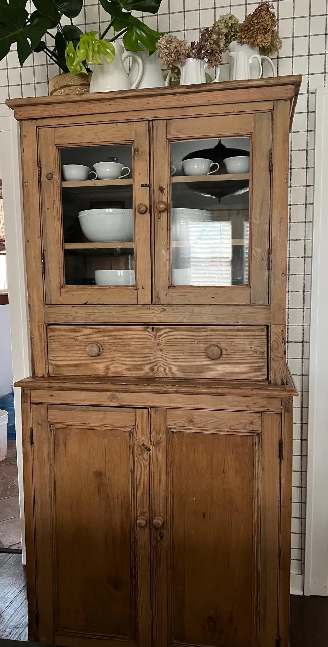 Antique English Pine Cabinet / Hutch - Etsy | Etsy (US)