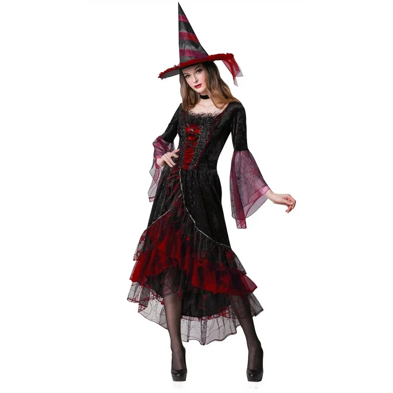 Disfraz de Halloween de Bruja de Lujo para Adulto, Rojo, Talla S para Mujer, de Way to Celebrate | Walmart (US)