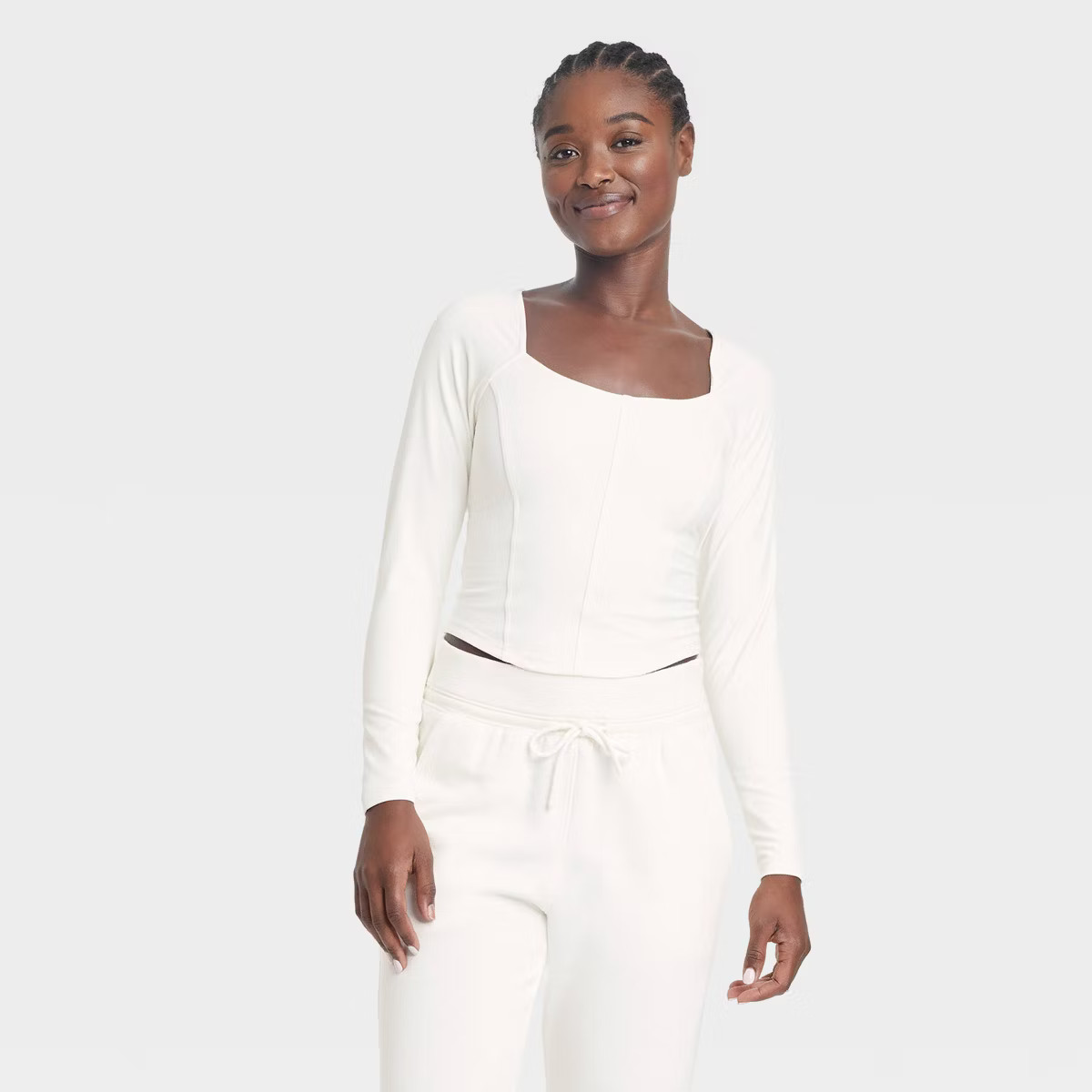 Women's Everyday Soft Cropped Long Sleeve Top - All In Motion™ Cream S | Target