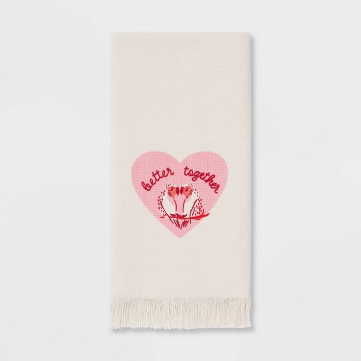 'Better Together' Printed Front and Reverse Terry with Self Fringes Hand Towel White - Threshold... | Target