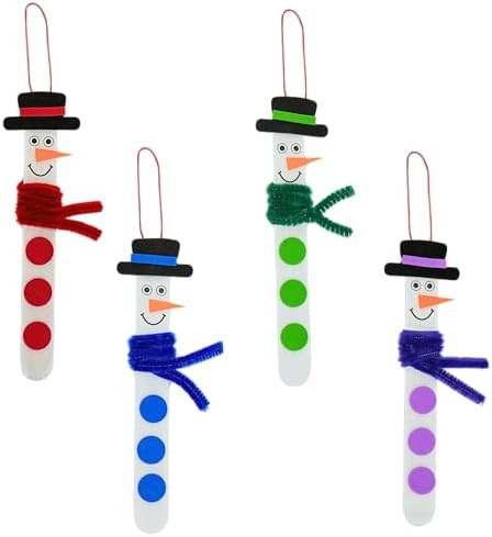 4E's Novelty Christmas Snowman Stick Ornament Craft Kit (12 Pack) Bulk Christmas Crafts for Kids ... | Amazon (US)