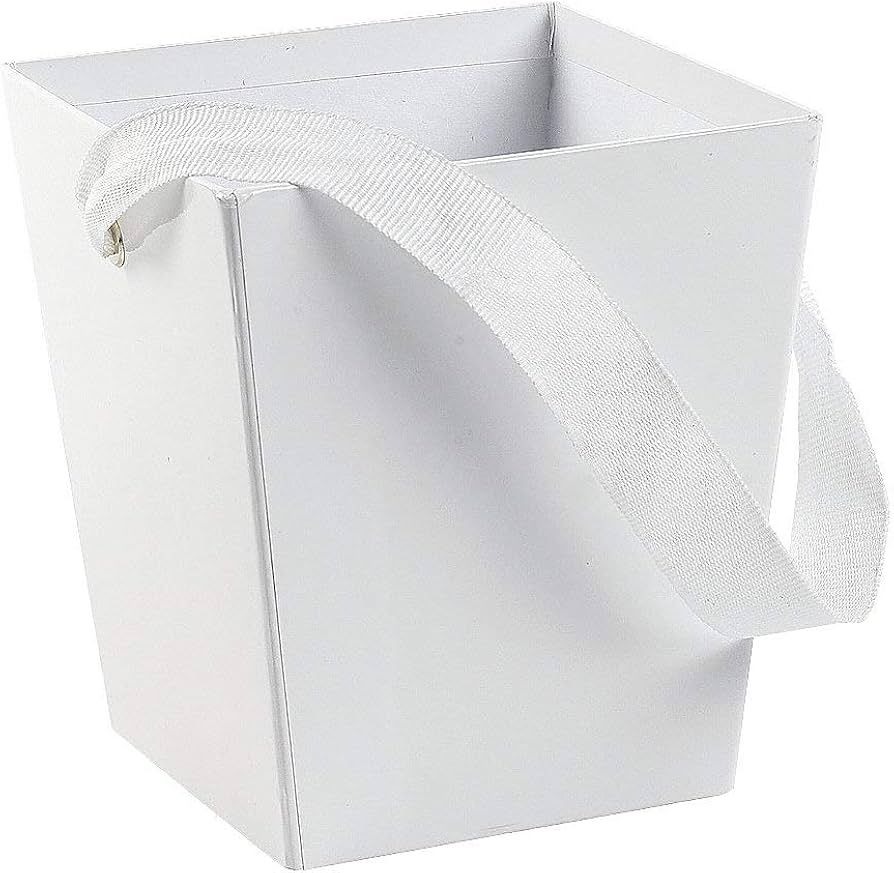 White Cardboard Candy Buckets with Ribbon Handles - Set of 6 - Wedding, Event and Party Supplies | Amazon (US)