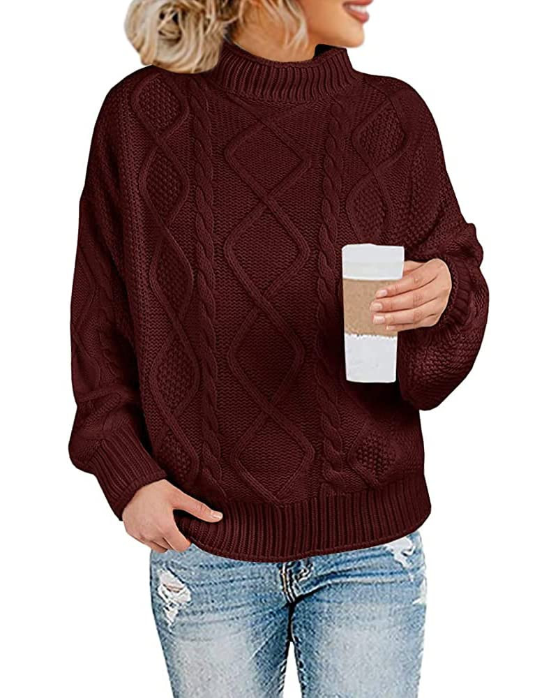 Womens Turtleneck Oversized Pullover Sweaters Cable Knit Batwing Long Sleeve Loose Fit Chunky Jum... | Amazon (US)
