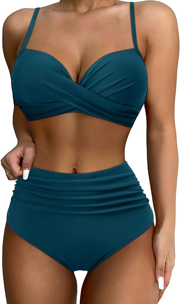 SUUKSESS Women Twist High Waisted Bikini Sexy Push Up Two Piece Swimsuits | Amazon (US)