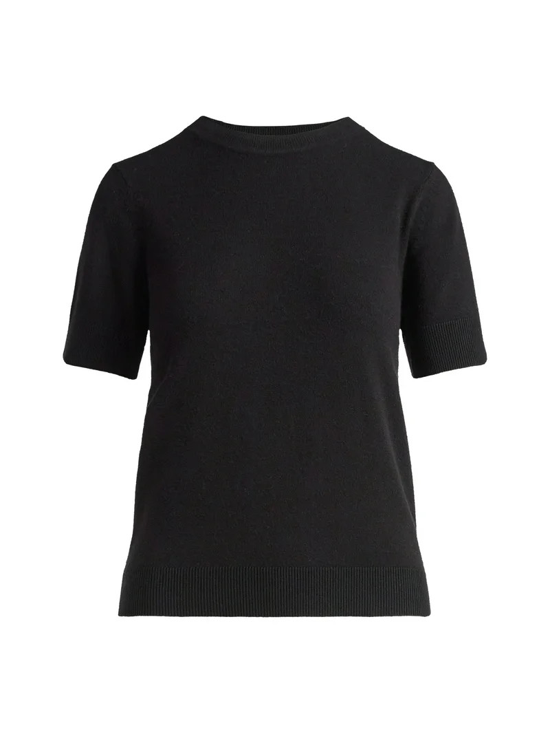Free Assembly Women's and Women's Plus Cozy Yarn Shrunken Sweater Tee with Short Sleeves, Lightwe... | Walmart (US)