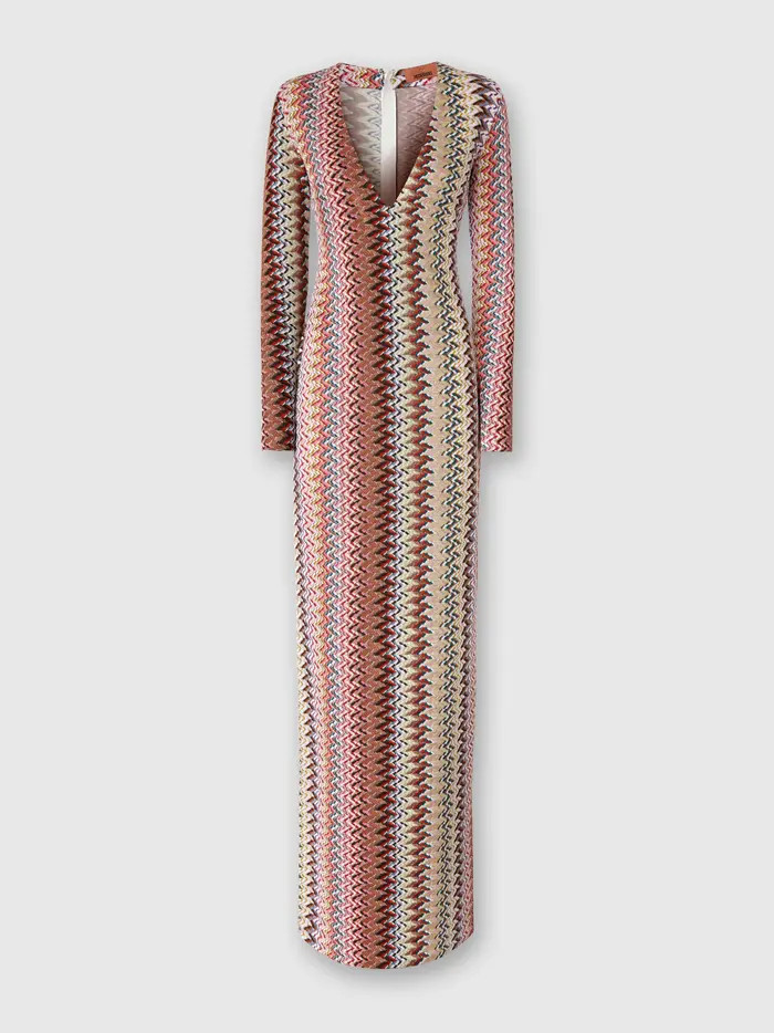 Long Dress With V-neck And Zigzag Pattern | Nordstrom