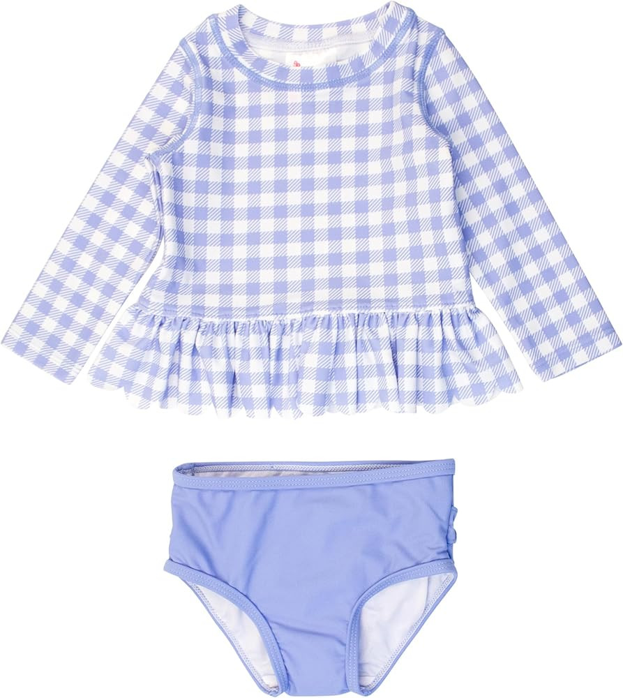 RuffleButts Baby/Toddler Girls Scalloped Long Sleeve Rash Guard 2-Piece UPF50+ Sun Protected Swim... | Amazon (US)
