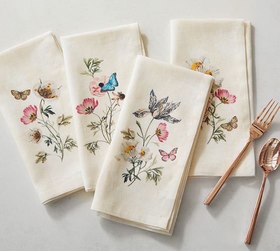 Monique Lhuillier Tuileries Linen/Cotton Napkins - Set of 4 | Pottery Barn (US)