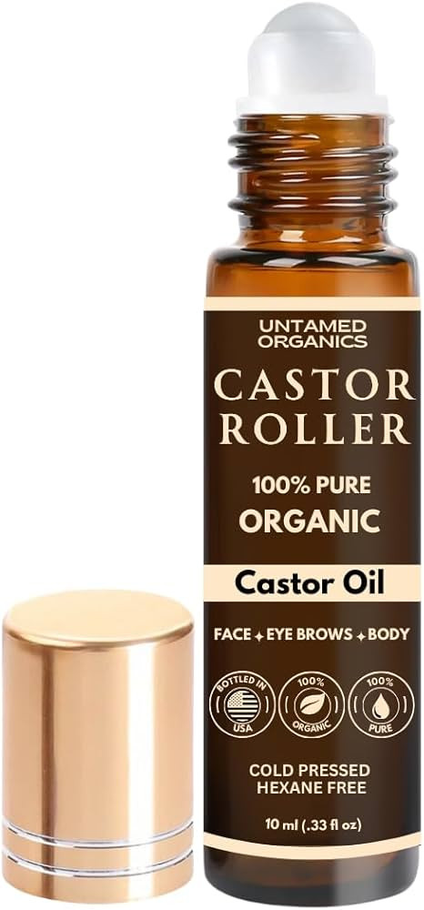 100% Organic Castor Oil Roll On For Eyebrows, Lips, Under Eyes, Eyelashes, Cuticles - Mess Free R... | Amazon (US)