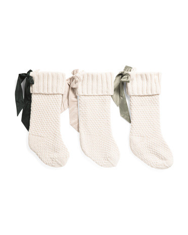 3pk Draped Bow Stockings | TJ Maxx