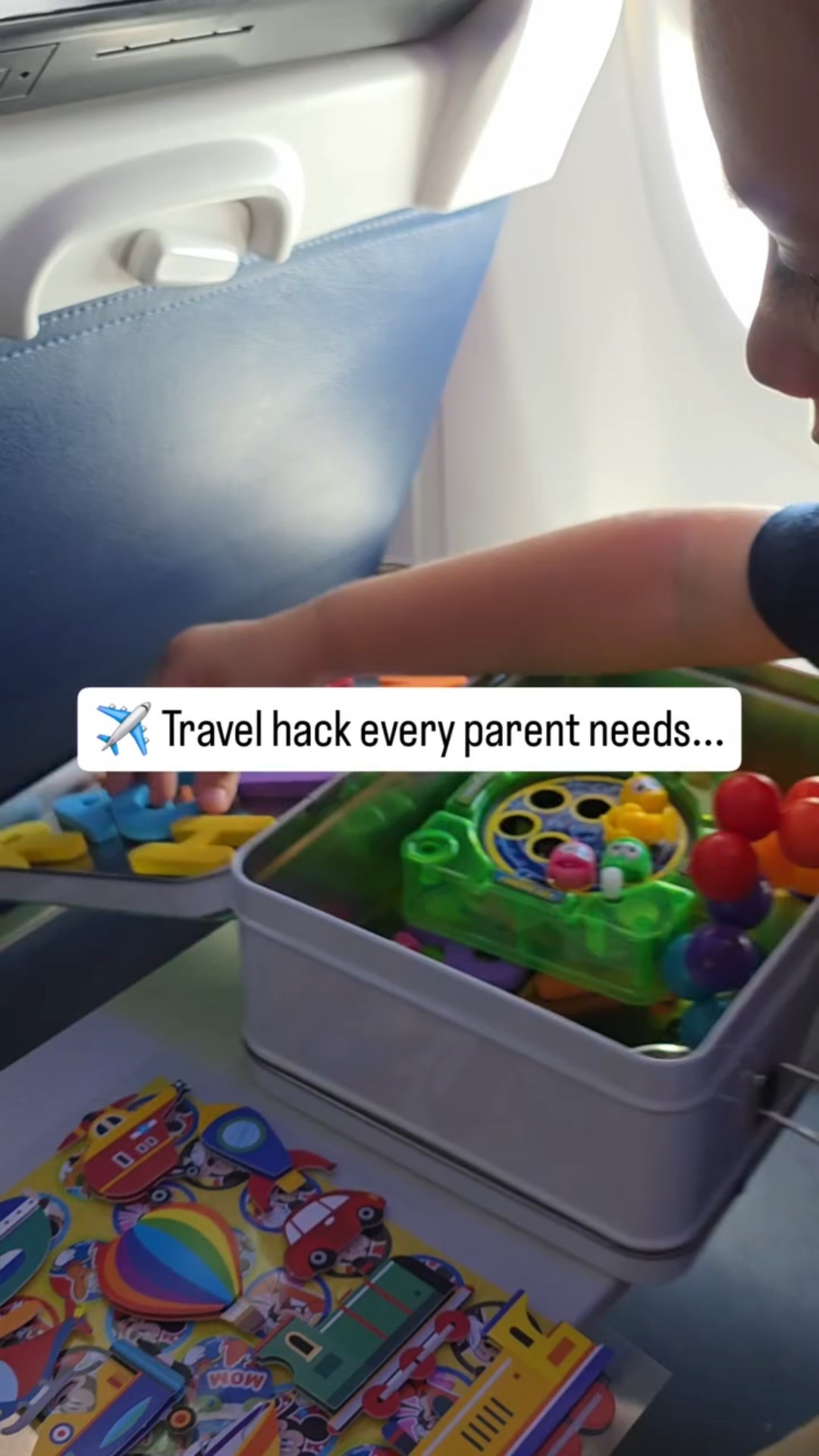 You need this if you are traveling with kids! This is my favorite travel hack. I grab these metal boxes from @orientaltrading add a peel and stick building blocks baseplate on top for legos or building blocks, and fill the box with all sorts of fun little toys and gadgets! 

This busy box is different—it has a handle so kids can carry it themselves, it’s metal so you can add magnetic letters & shapes, and it keeps little hands active the whole flight. A total game-changer for traveling with kids! 

👉 Save this idea for your next trip!

#busybox #travelhack #travelingwithkids #momhack #kidstraveltips
