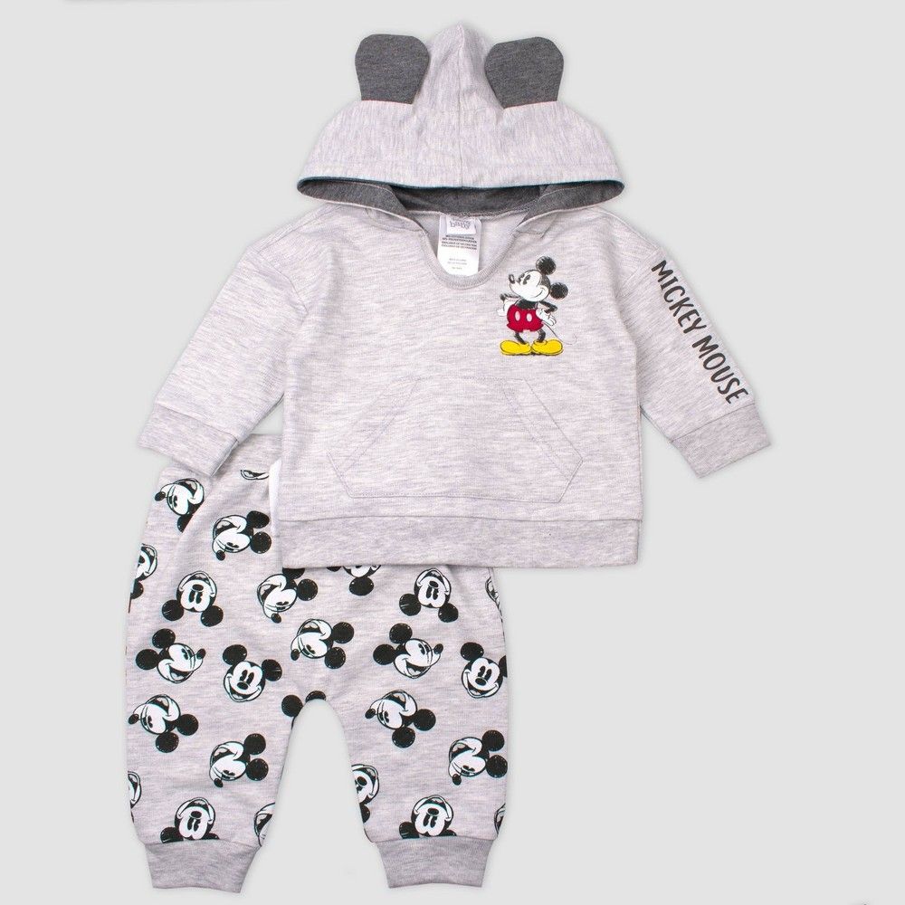 Baby Boys' Mickey Mouse 2pc Fleece Set - Gray 3-6M | Target