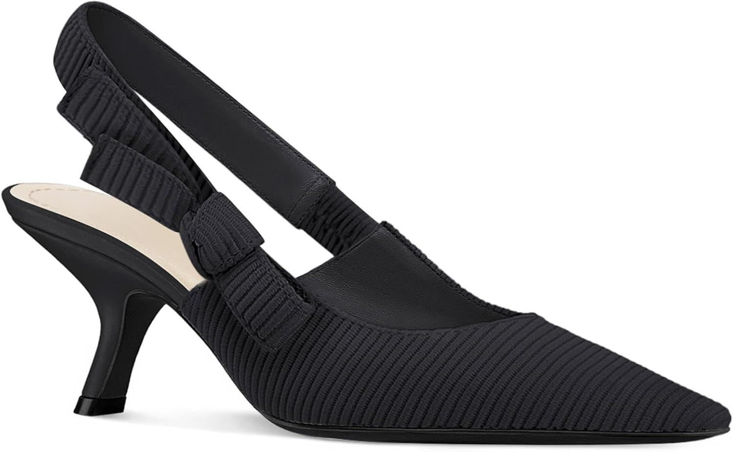 Coutgo Womens Slingback Kitten Heels Closed Pointed Toe Bowknot Knitted Slip On Work Pumps Dress Shoes | Amazon (US)