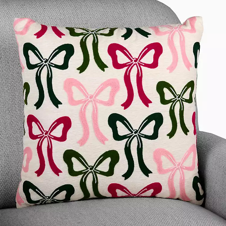 Multicolor Bows Christmas Pillow | Kirklands Home | Kirklands