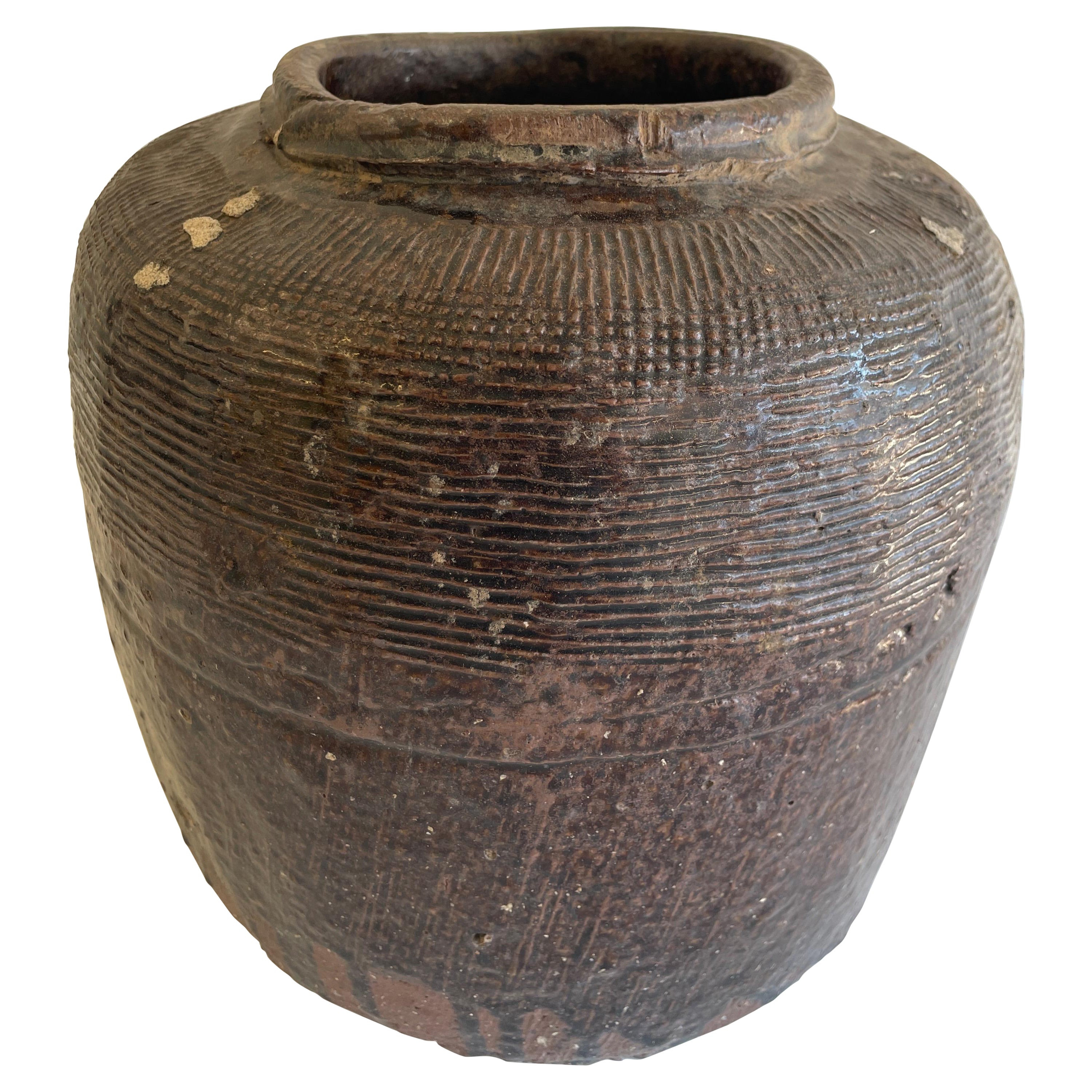 Vintage Glazed Brown Pottery | 1stDibs