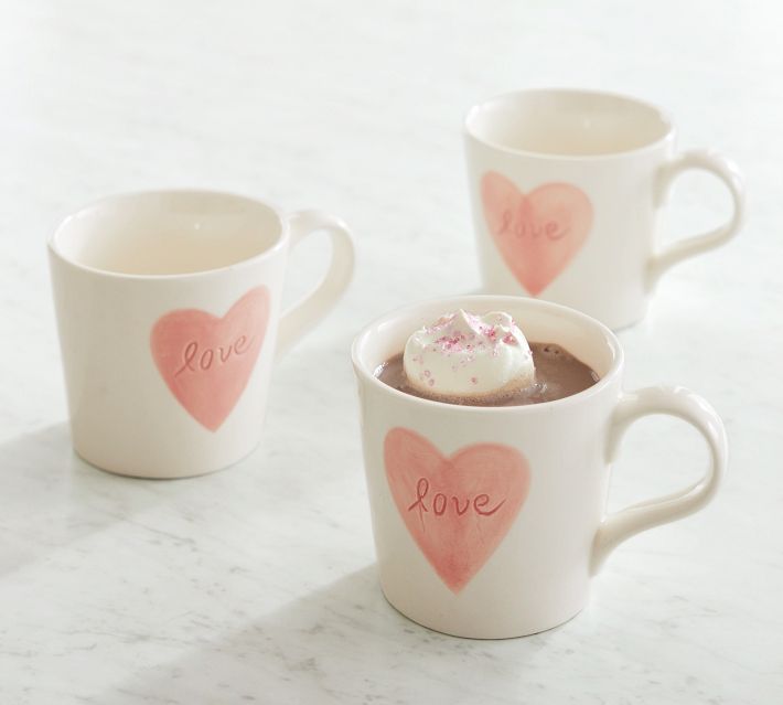 Watercolor Heart Handcrafted Stoneware Mug | Pottery Barn | Pottery Barn (US)