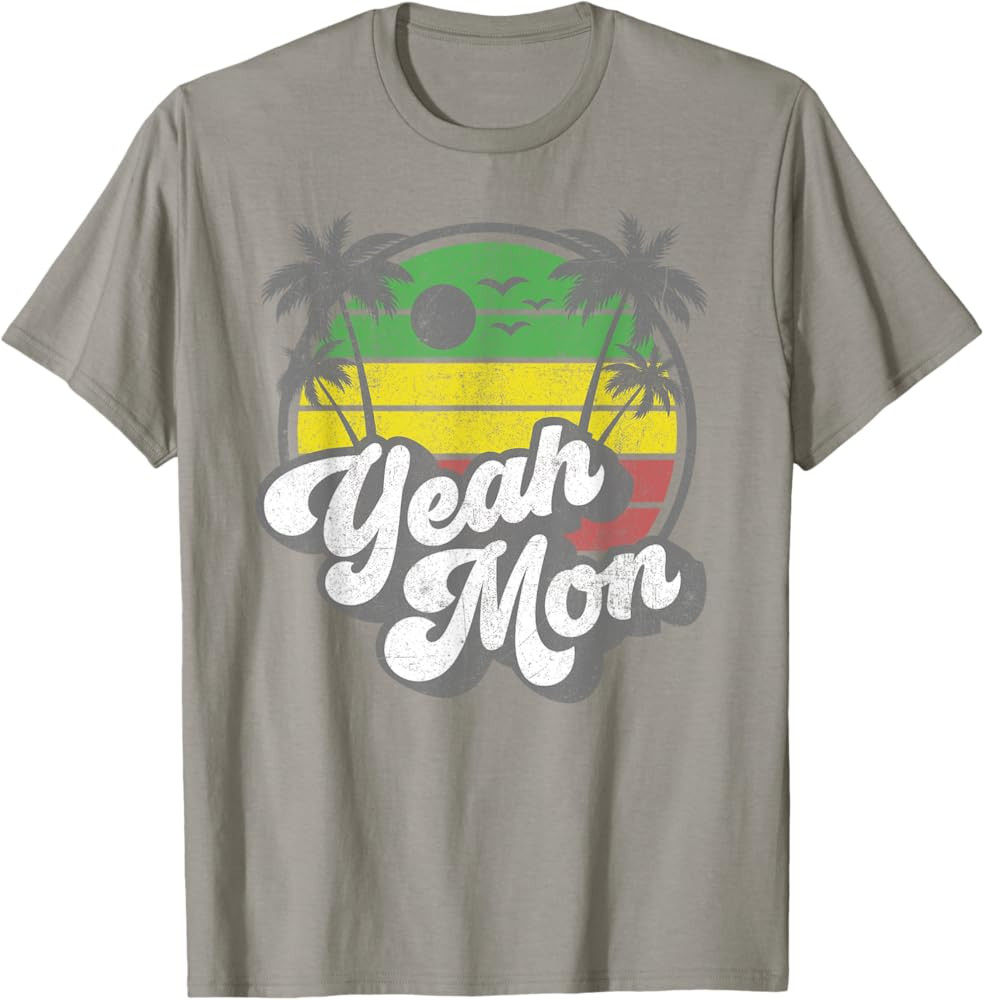 Yeah Mon Vintage Jamaica Reggae Jamaican Vacation Retro T-Shirt | Amazon (US)