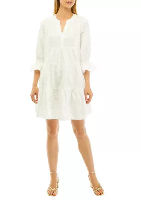 Crown & Ivy™ Women's 3/4 Sleeve Tiered Embroidered Dress | Belk