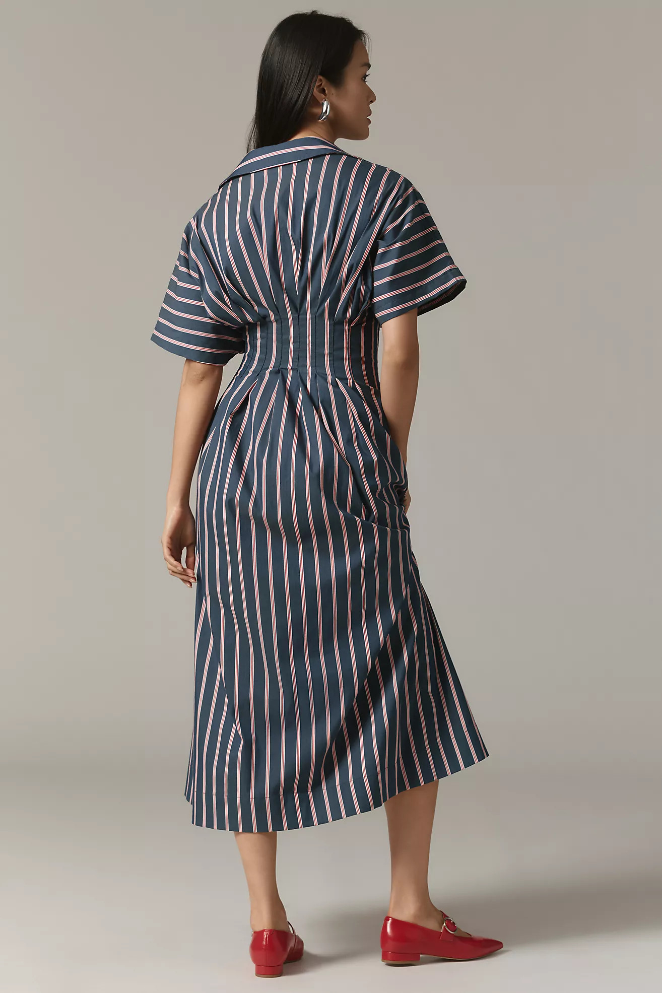 The Tobie Button-Front Pleated Shirt Dress by Exquise | Anthropologie (US)