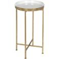 Kate and Laurel Celia Round Metal Foldable Tray Accent Table, White with Gold Base | Amazon (US)