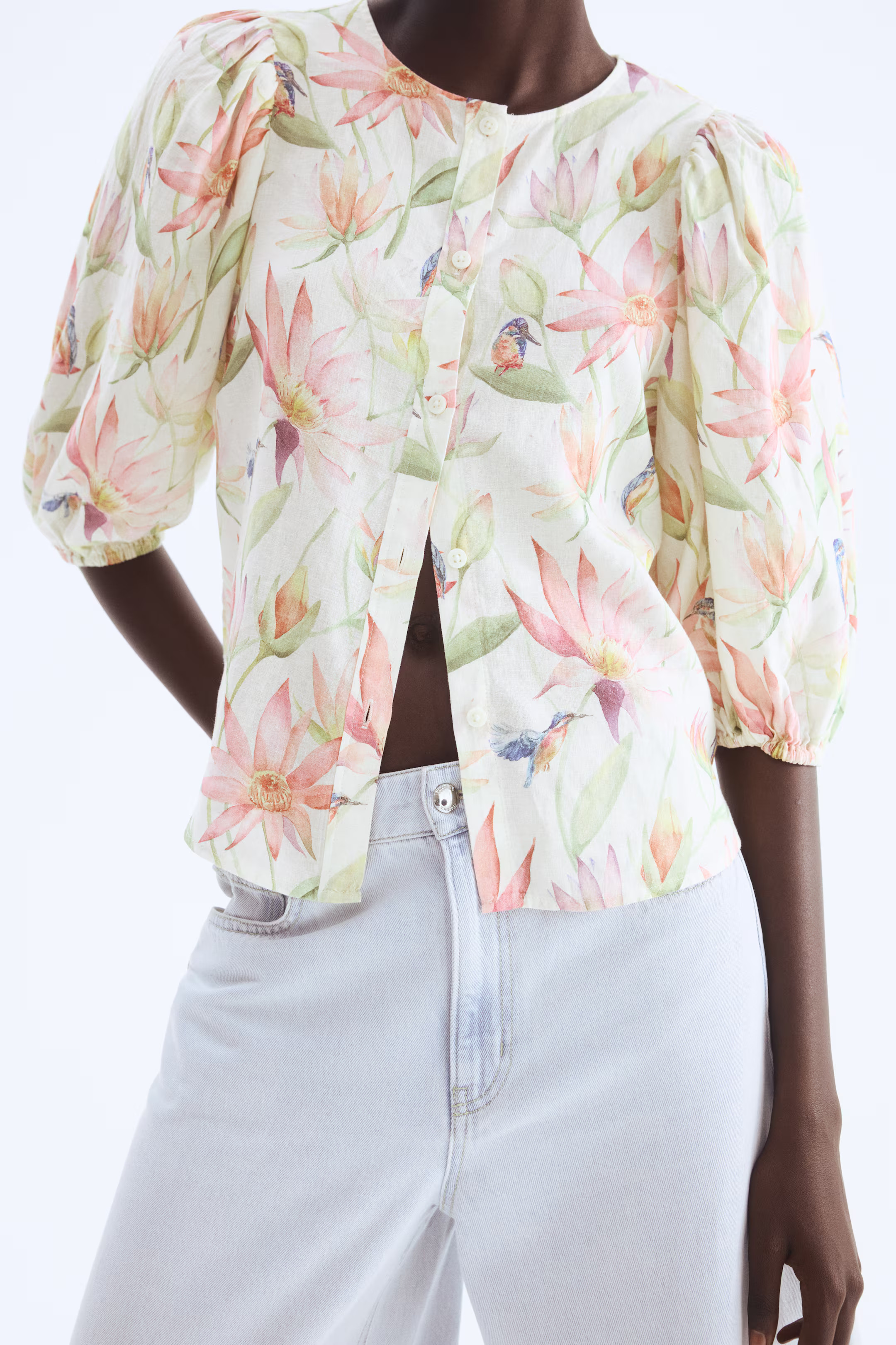 Blouse van linnenmix | H&M (DE, AT, CH, NL, FI)