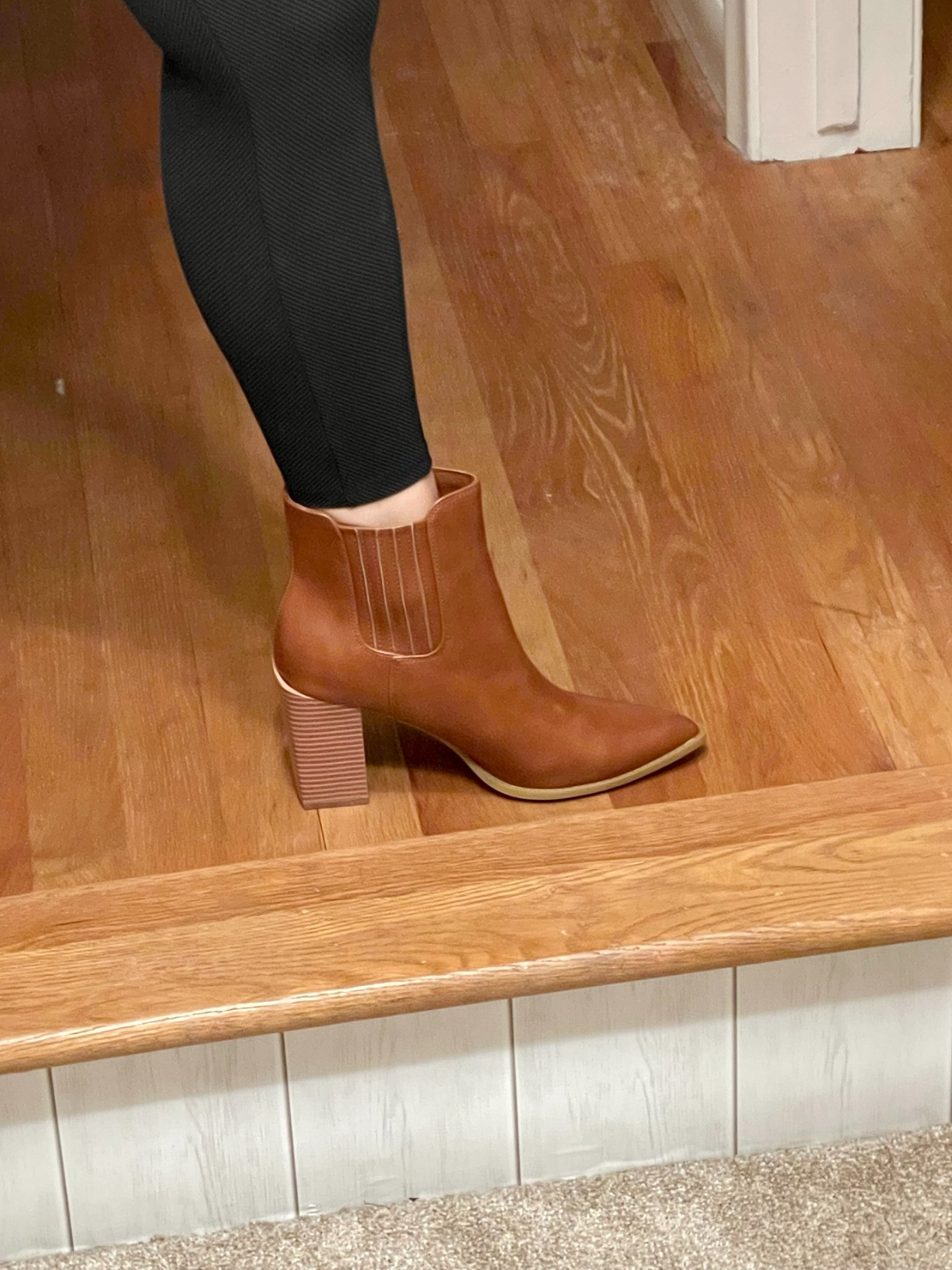 Womens Booties Pointed Toe Stacked Heel Fashion Chelsea Ankle Boots | Amazon (US)