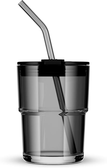 13oz/400ml Tumbler Water Glass, Water Bottle with Straw and Lid Sealed Carry on, Glass Coffee Mug... | Amazon (US)