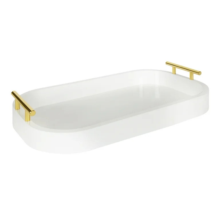 Kate and Laurel Lipton Radius Rectangle Tray, White 10x18 | Walmart (US)