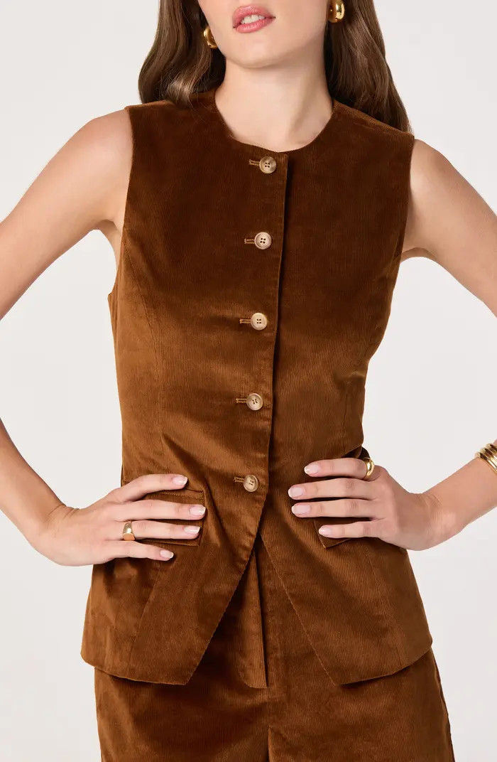 ASTR the Label Corduroy Button-Up Cutaway Vest | Nordstrom | Nordstrom