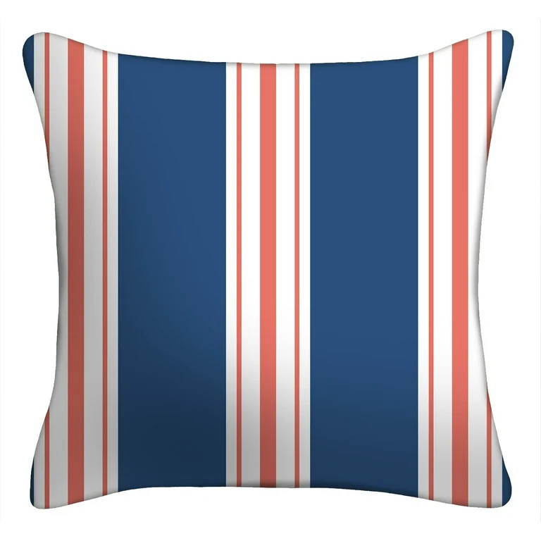 Mainstays 16" x 16" Coastal Stripe Decorative Outdoor Throw Pillow, Multicolor | Walmart (US)