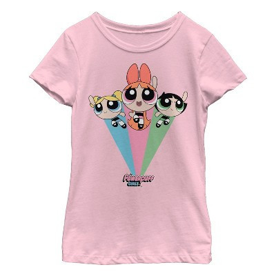 Girl's The Powerpuff Girls Rainbow Flight T-Shirt - Light Pink - Small | Target