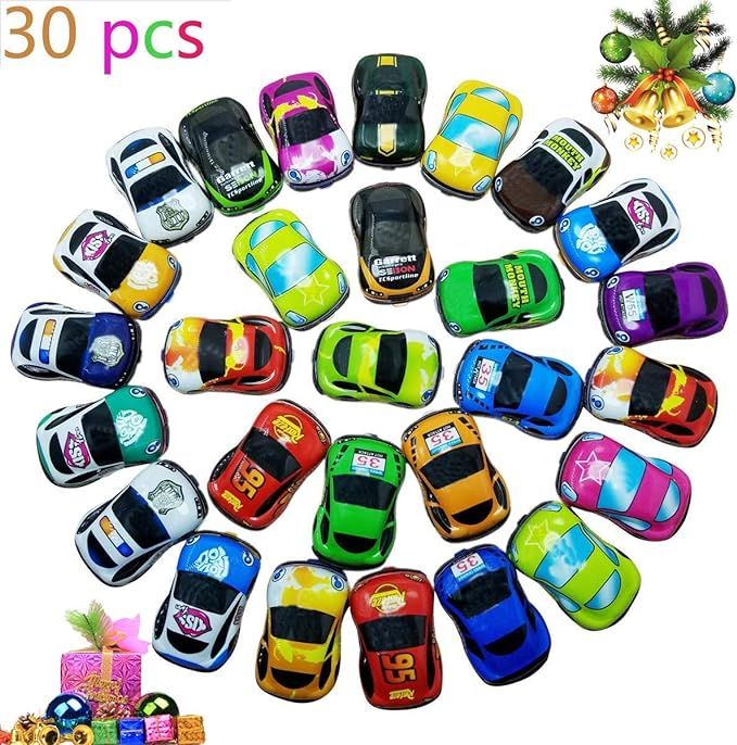 Pull Back Vehicles,30 Pack Friction Powered Pull Back Car Toys,  Vehicles and Racing cars Mini Ca... | Amazon (US)