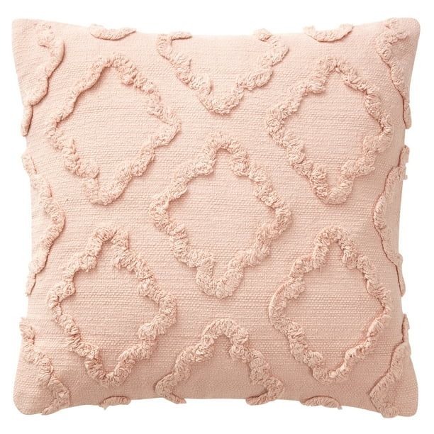 My Texas House Odessa Diamond Cotton Decorative Pillow Cover, 20" x 20", Blush | Walmart (US)