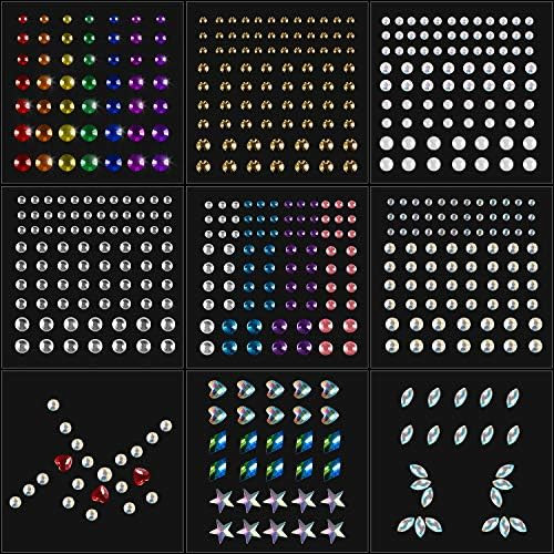 9 Sheets Eye Body Face Gems Rhinestone Stickers Self Adhesive Rhinestones Rainbow Face Gems for W... | Amazon (US)