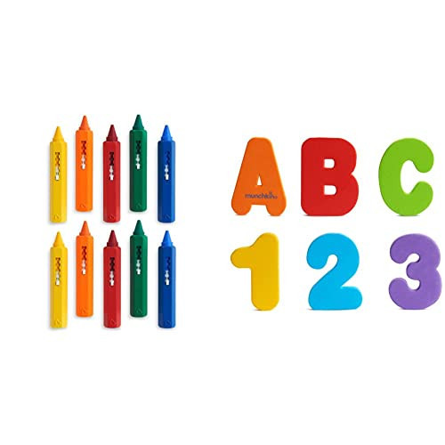 Munchkin® Play and Learn Toddler Bath Toys Set - Includes Foam Alphabet Letters, Numbers and Bath Crayons | Amazon (US)