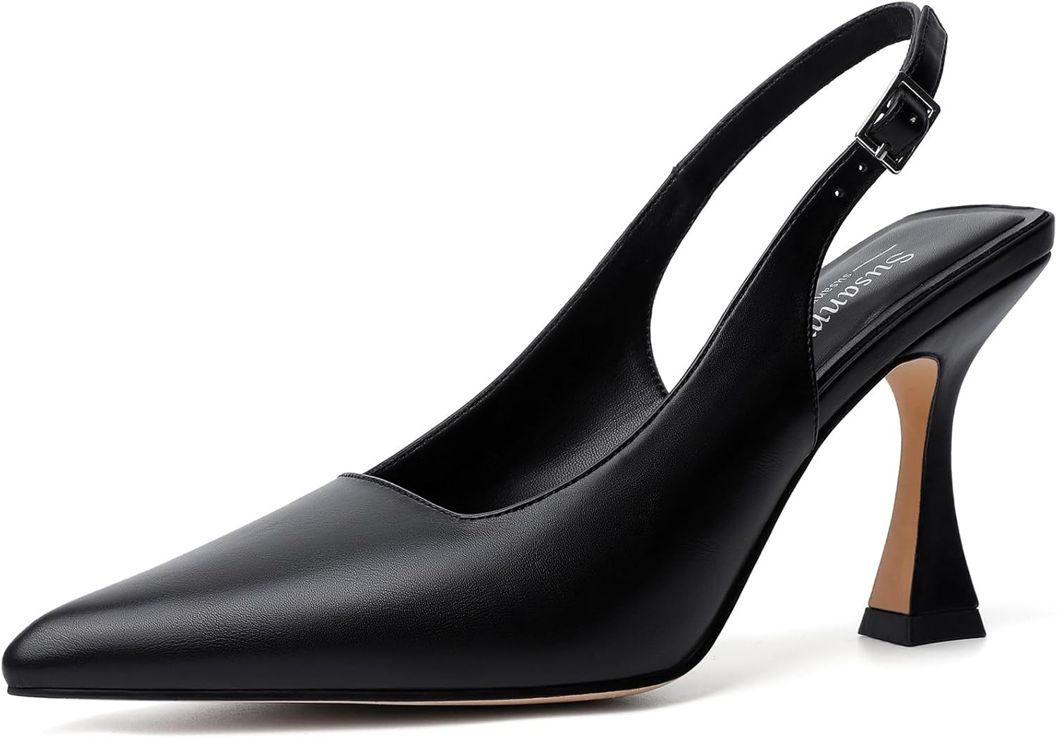 Susanny Slingback Kitten Heels Elegant Dressy Pumps for Women Closed Pointy Toe Sexy Chunky High Heels Wedding Bride Prom Party Dress Shoes | Amazon (US)