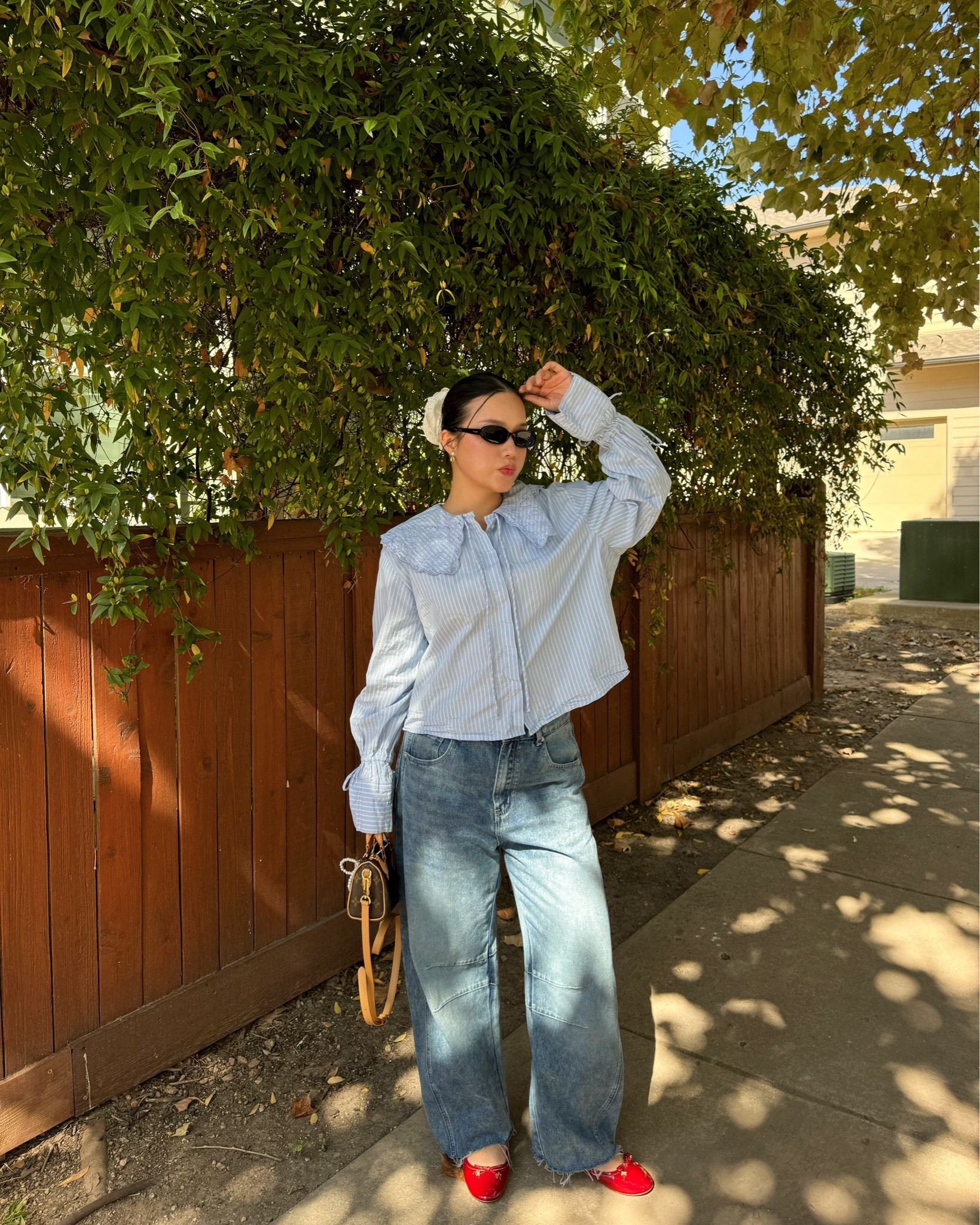 casual fall outfit idea 🤍🍂

sizing details:
top - size M
jeans - size L (i sized up to wear them low-rise)

🏷️ fall fashion, fall outfit inspo, fall outfit ideas, peter pan collared shirt, casual fall outfit, pinterest inspired outfit

#LTKStyleTip #LTKSeasonal #LTKFindsUnder50