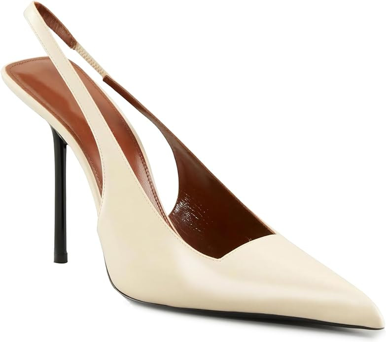 Verundy Womens Stiletto Slingback Pointed Toe Leather High Heels | Amazon (US)
