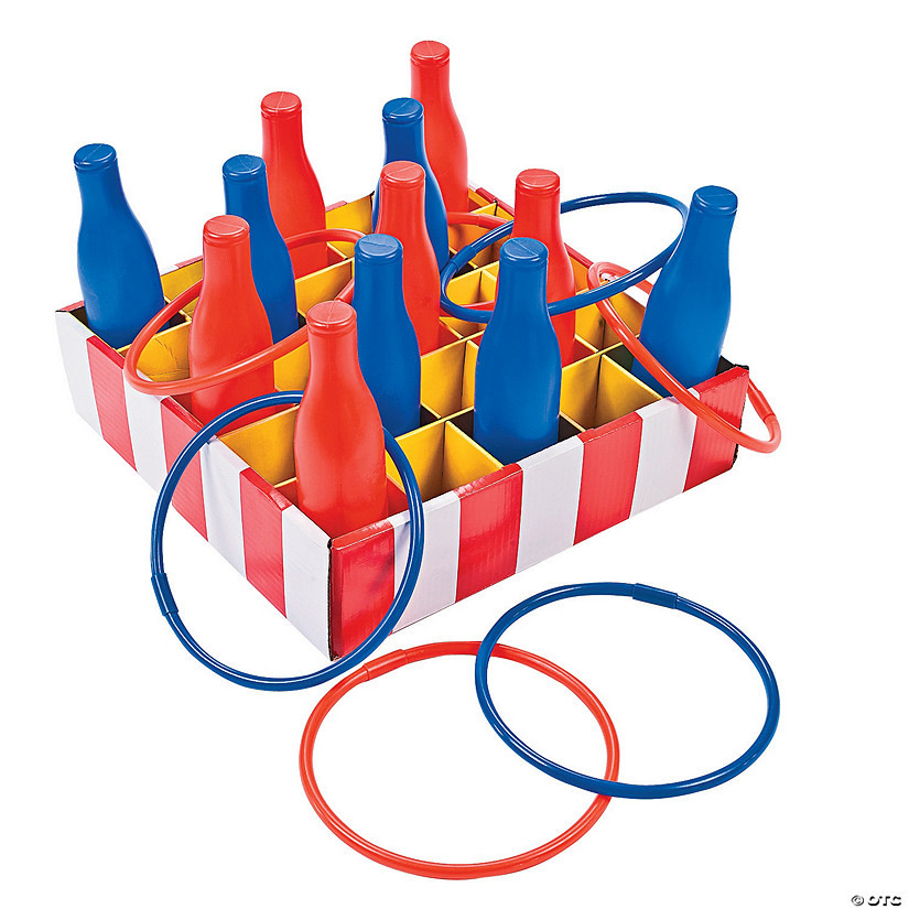 Red, White & Blue Carnival Bottle Ring Toss Game - 25 Pc. | Oriental Trading Company