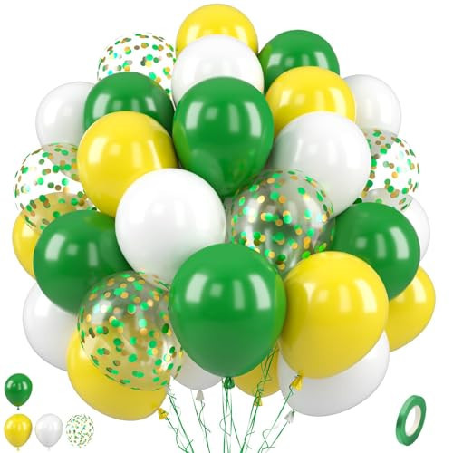 Paready Green and Yellow Balloons, 50 Pcs Yellow Green Confetti Balloons, 12 Inch Dark Green Yellow White Latex Balloons Helium for Birthday Party Graduation Class of 2024 Tractor Party Decorations | Amazon (US)